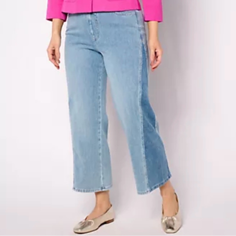 Isaac Mizrahi Blue Ankle Cropped Jeans